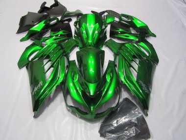 Lojas Carenagens Moto Kawasaki ZX14R ZZR1400 2012-2024 - Verde Preto Brilhante Prata Ninja