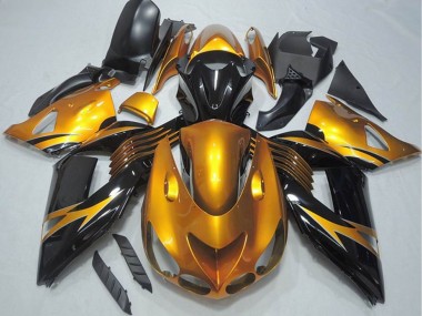 Lojas Carenagem Moto Kawasaki ZX14R ZZR1400 2006-2011 - Ouro Preto Brilhante