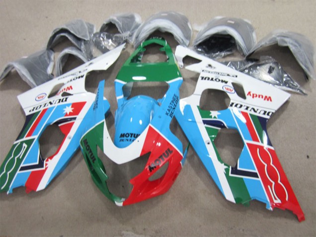 Lojas Carenagens Moto Suzuki GSXR 600 2001-2003 - Branco Azul Verde Vermelho Motul