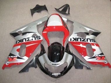 Lojas Carenagens Moto Suzuki GSXR 600 2001-2003 - Prata Vermelho Preto Brilhante