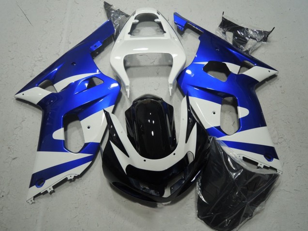 Lojas Carenagens Moto Suzuki GSXR 600 2001-2003 - Branco Azul Preto Brilhante