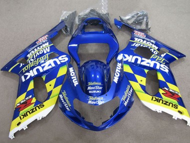 Lojas Carenagens Moto Suzuki GSXR 600 2001-2003 - Azul Amarelo Telefonica MoviStar