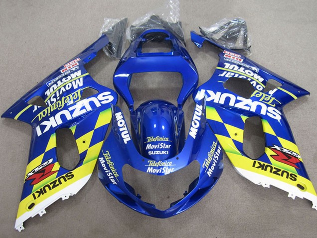 Lojas Carenagens Moto Suzuki GSXR 600 2001-2003 - Azul Amarelo Telefonica MoviStar