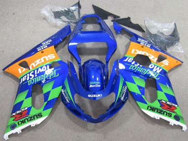 Lojas Carenagens Moto Suzuki GSXR 600 2001-2003 - Azul Laranja Verde Telefonica MoviStar