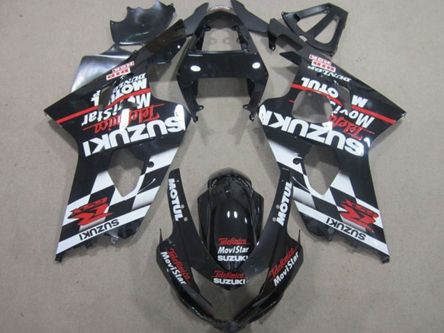 Lojas Carenagens Moto Suzuki GSXR 600 2004-2005 - Preto Brilhante Vermelho Branco Telefonica MoviStar