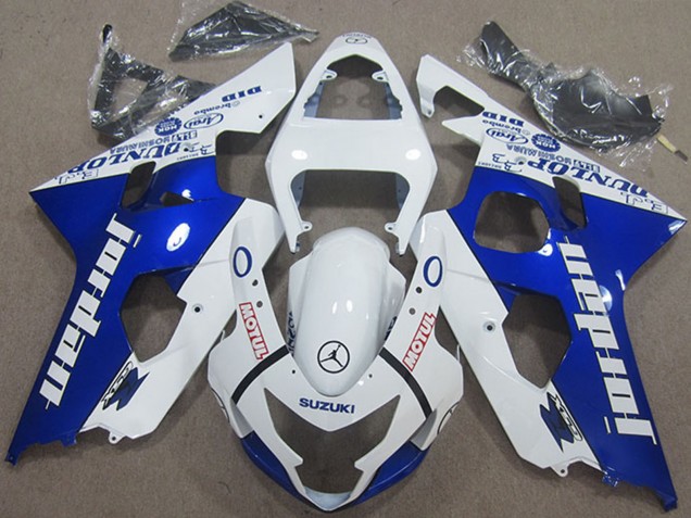 Lojas Carenagens Moto Suzuki GSXR 600 2004-2005 - Branco Azul Jordan Motul