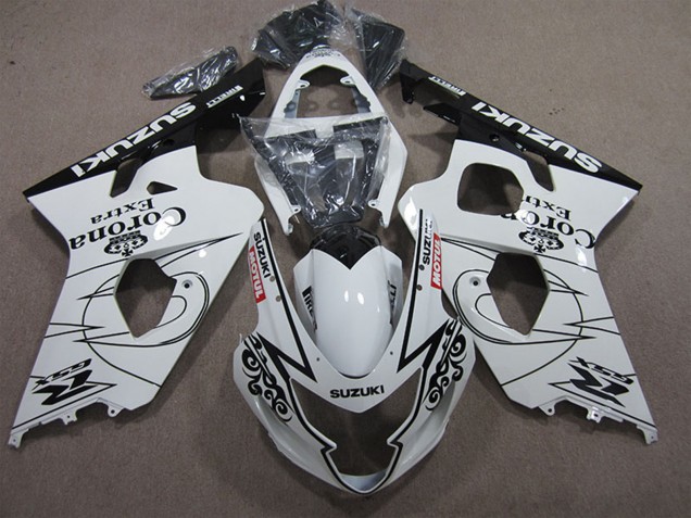 Lojas Carenagens Moto Suzuki GSXR 600 2004-2005 - Branco Preto Corona Extra Motul