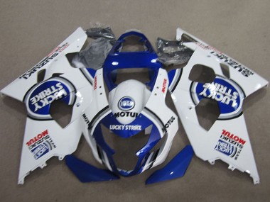 Lojas Carenagens Moto Suzuki GSXR 600 2004-2005 - Branco Azul Lucky Strike Motul