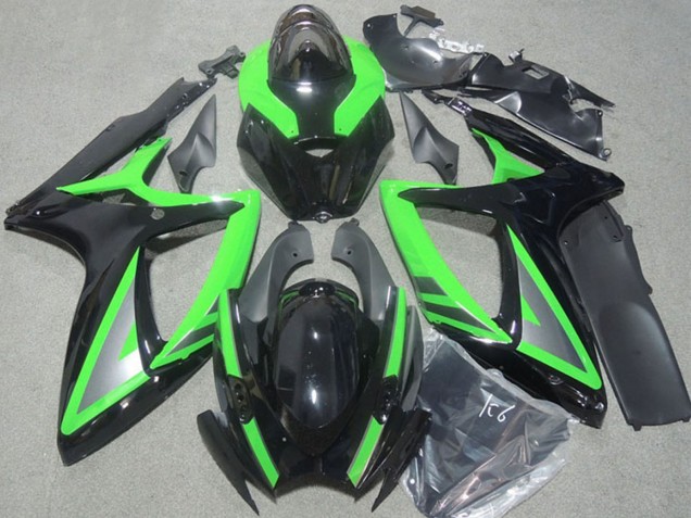 Lojas Carenagens Moto Suzuki GSXR 600 2006-2007 - Verde Preto Brilhante Prata