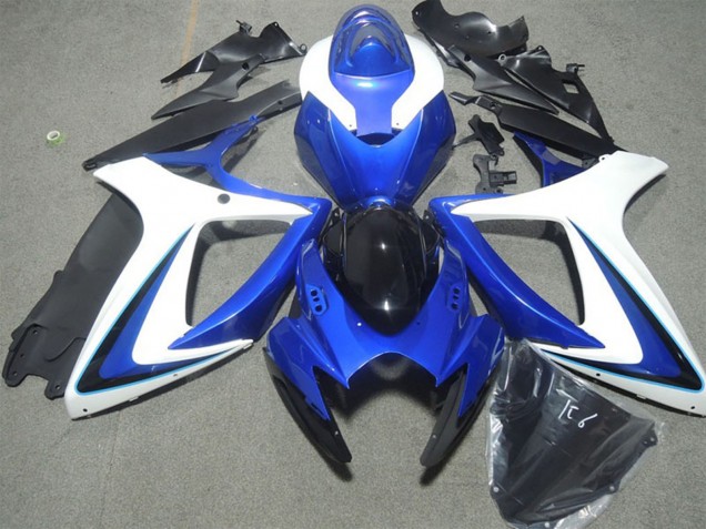 Lojas Carenagens Moto Suzuki GSXR 600 2006-2007 - Branco Azul Preto Brilhante