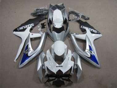 Lojas Carenagens Moto Suzuki GSXR 600 2008-2010 - Prata Branco Azul Preto