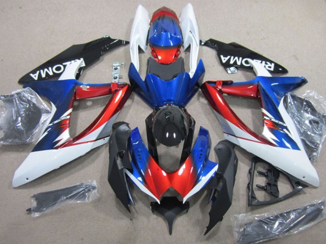 Lojas Carenagens Moto Suzuki GSXR 600 2008-2010 - Branco Vermelho Azul Preto Rizoma