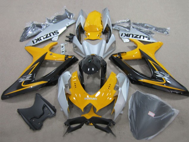 Lojas Carenagens Moto Suzuki GSXR 600 2008-2010 - Amarelo Prata Preto Brilhante