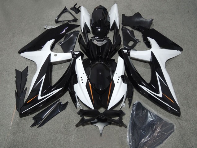 Lojas Carenagens Moto Suzuki GSXR 600 2008-2010 - Branco Preto Brilhante