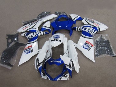 Lojas Carenagens Moto Suzuki GSXR 600 2011-2024 - Azul Branco Lucky Strike Motul
