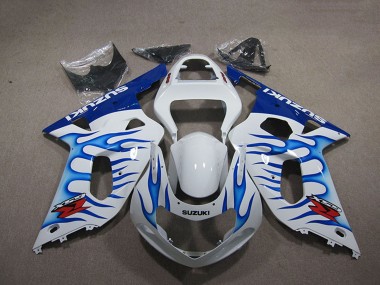 Lojas Carenagens Moto Suzuki GSXR 750 2001-2003 - Branco Azul Chama