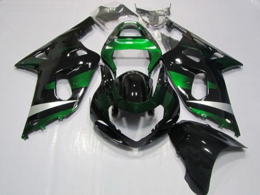 Lojas Carenagens Moto Suzuki GSXR 750 2001-2003 - Preto Brilhante Verde Prata