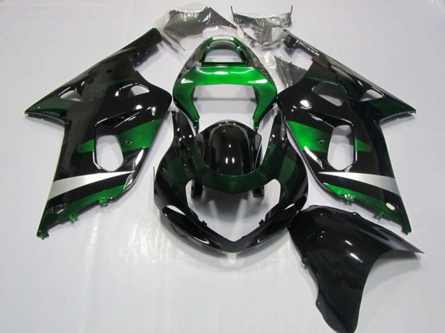 Lojas Carenagens Moto Suzuki GSXR 750 2001-2003 - Preto Brilhante Verde Prata