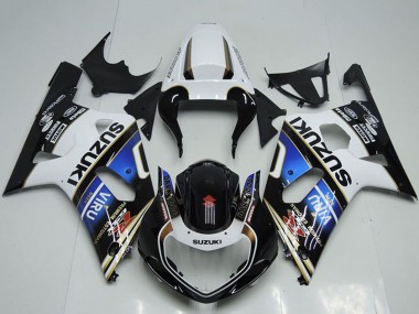 Lojas Carenagens Moto Suzuki GSXR 750 2001-2003 - Branco Azul Preto Brilhante Viru