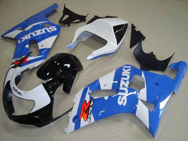 Lojas Carenagens Moto Suzuki GSXR 750 2001-2003 - Branco Azul Preto Brilhante