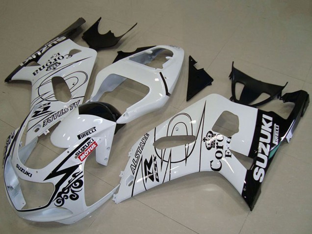 Lojas Carenagens Moto Suzuki GSXR 750 2001-2003 - Branco Preto Alstare Corona Extra Motul