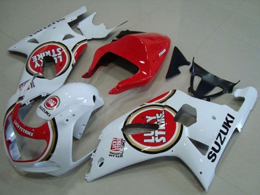 Lojas Carenagens Moto Suzuki GSXR 750 2001-2003 - Branco Vermelho Lucky Strike