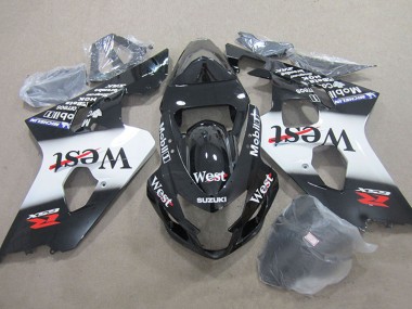 Lojas Carenagens Moto Suzuki GSXR 750 2004-2005 - Preto Brilhante Branco West Mobil