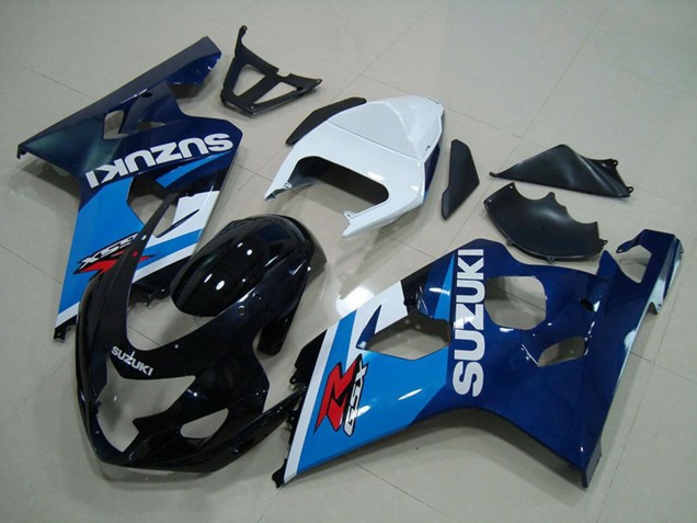 Lojas Carenagens Moto Suzuki GSXR 750 2004-2005 - Branco Azul Preto Brilhante