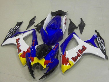 Lojas Carenagens Moto Suzuki GSXR 750 2006-2007 - Azul Branco Amarelo Red Bull