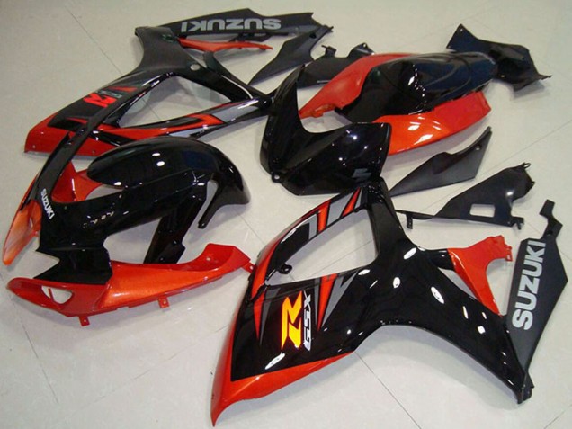 Lojas Carenagem Moto Suzuki GSXR 750 2006-2007 - Laranja Preto Brilhante