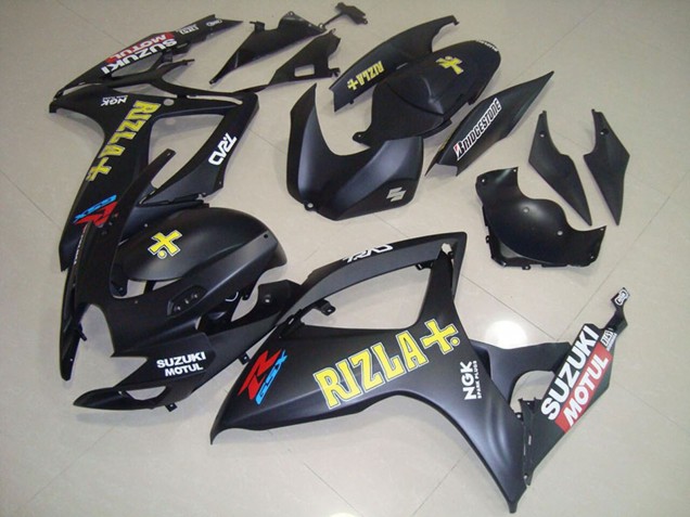 Lojas Carenagens Moto Suzuki GSXR 750 2006-2007 - Preto Fosco Amarelo Rizla Motul