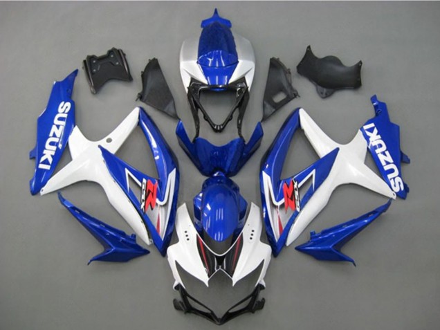 Lojas Carenagem Moto Suzuki GSXR 750 2008-2010 - Branco Prata Azul Preto