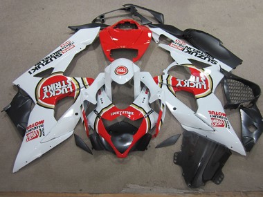 Lojas Carenagens Moto Suzuki GSXR 1000 2005-2006 - Branco Vermelho Lucky Strike Motul