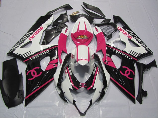 Lojas Carenagens Moto Suzuki GSXR 1000 2005-2006 - Branco Rosa Preto Chanel