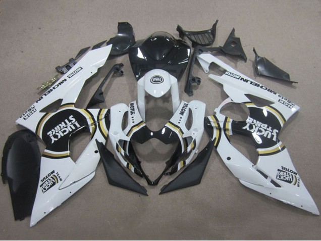 Lojas Carenagens Moto Suzuki GSXR 1000 2005-2006 - Branco Preto Lucky Strike Motul