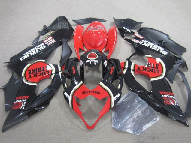 Lojas Carenagens Moto Suzuki GSXR 1000 2005-2006 - Preto Vermelho Lucky Strike Motul