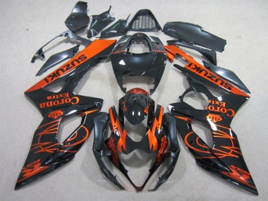 Lojas Carenagens Moto Suzuki GSXR 1000 2005-2006 - Preto Brilhante Laranja Corona Extra