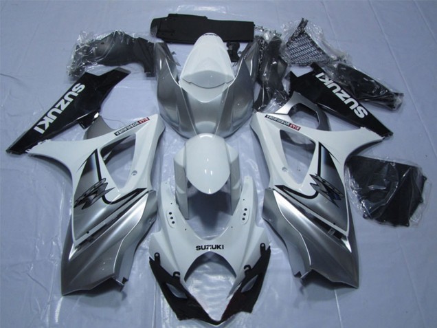 Lojas Carenagem Moto Suzuki GSXR 1000 2007-2008 - Branco Prata Preto