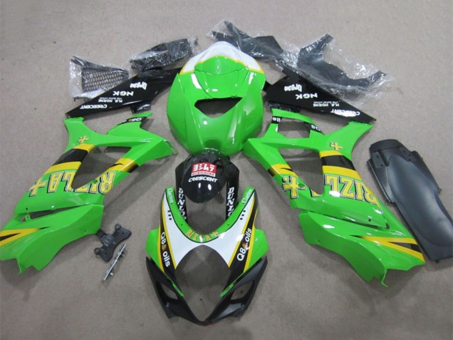 Lojas Carenagens Moto Suzuki GSXR 1000 2007-2008 - Verde Branco Amarelo Preto Rizla Q8 Oils