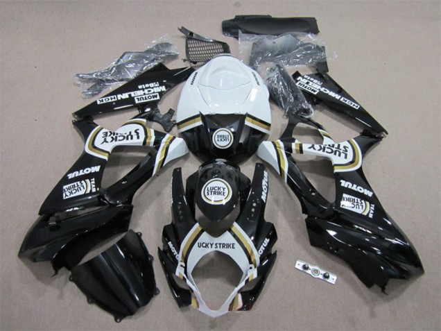 Lojas Carenagens Moto Suzuki GSXR 1000 2007-2008 - Branco Preto Lucky Strike Motul