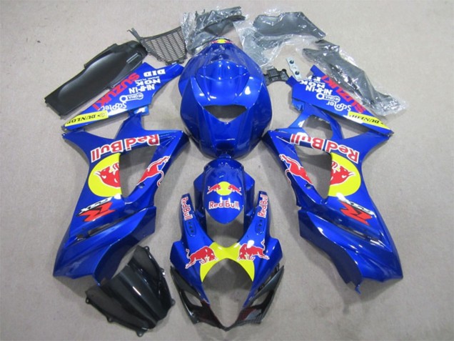 Lojas Carenagens Moto Suzuki GSXR 1000 2007-2008 - Azul Amarelo Preto Red Bull