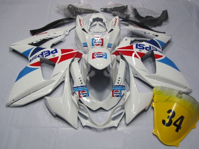 Lojas Carenagens Moto Suzuki GSXR 1000 2009-2016 - Branco Azul Vermelho Pepsi 34