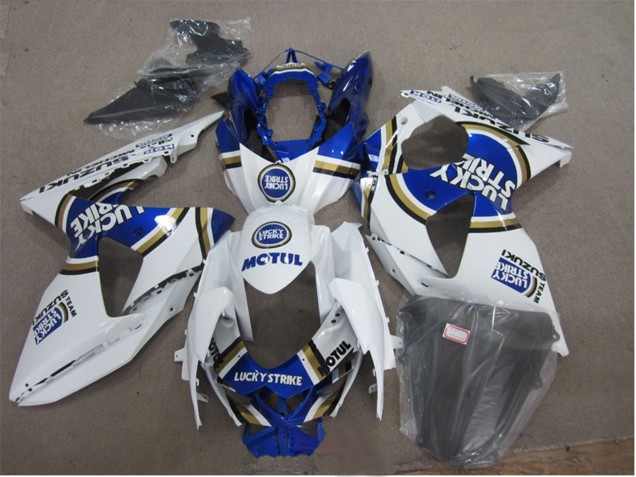 Lojas Carenagens Moto Suzuki GSXR 1000 2009-2016 - Branco Azul Lucky Strike Motul