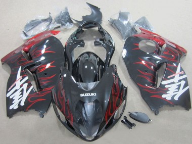 Lojas Carenagens Moto Suzuki GSXR 1300 Hayabusa 1996-2007 - Preto Vermelho Chama