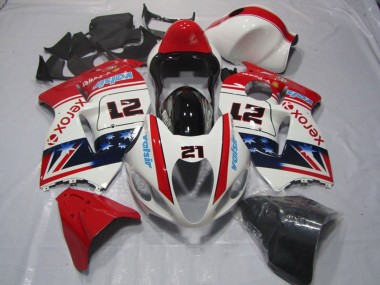 Lojas Carenagens Moto Suzuki GSXR 1300 Hayabusa 1996-2007 - Branco Vermelho Azul Xerox 21