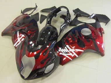 Lojas Carenagens Moto Suzuki GSXR 1300 Hayabusa 1996-2007 - Preto Brilhante Vermelho Chama