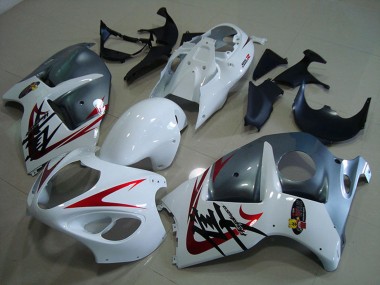 Lojas Carenagens Moto Suzuki GSXR 1300 Hayabusa 1996-2007 - Branco Vermelho Cinzento Fosco