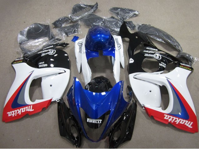Lojas Carenagens Moto Suzuki GSXR 1300 Hayabusa 2008-2020 - Branco Azul Vermelho Makita