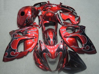 Lojas Carenagens Moto Suzuki GSXR 1300 Hayabusa 2008-2020 - Vermelho Preto Chama