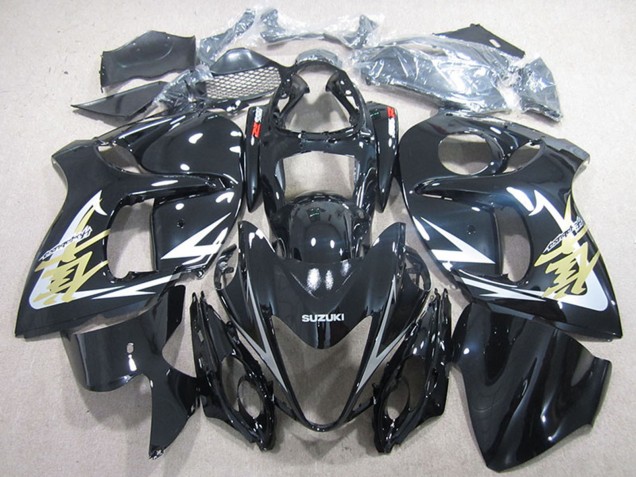 Lojas Carenagens Moto Suzuki GSXR 1300 Hayabusa 2008-2020 - Preto Brilhante Branco Ouro Decal